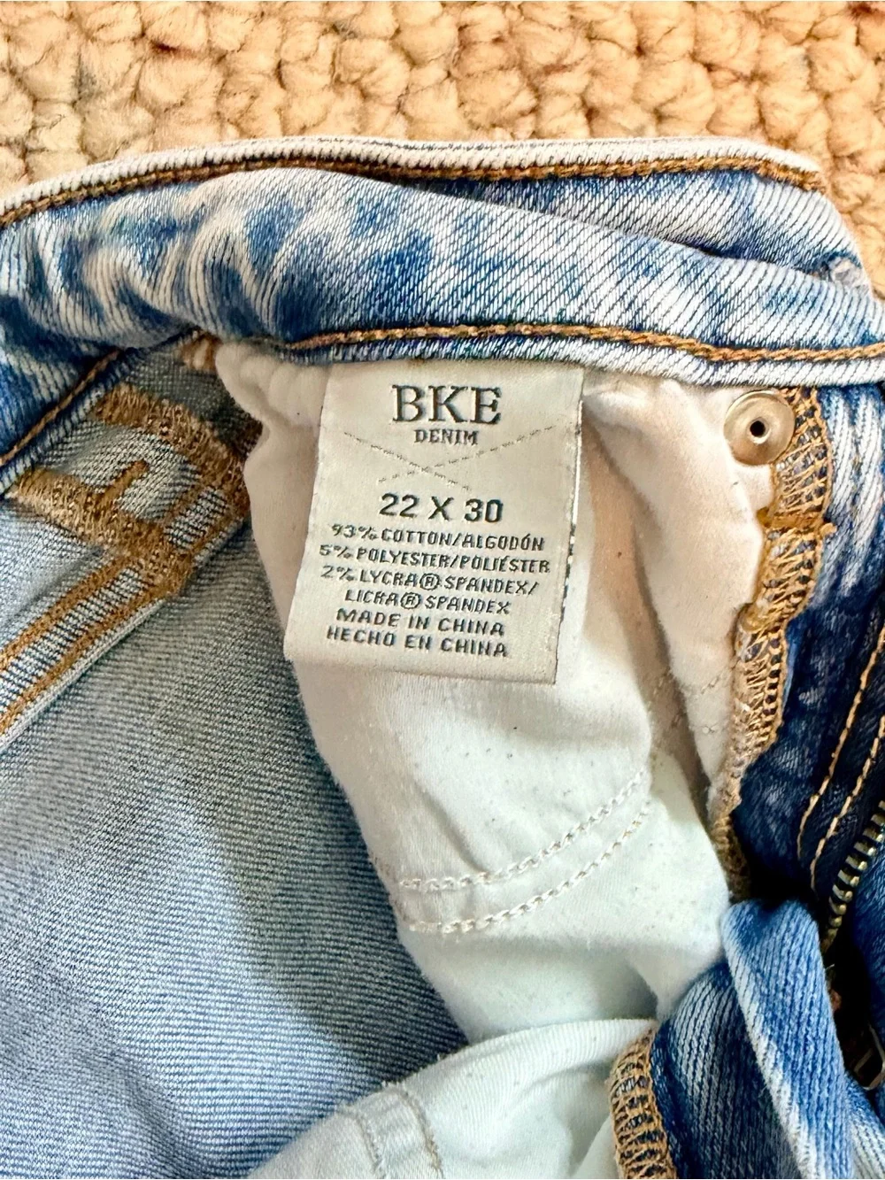 BKE Light Blue High-Rise Flare Jeans with Knee Rips